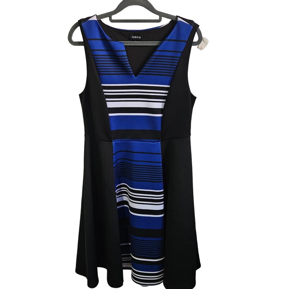 Women's Black and Blue Striped Dress
